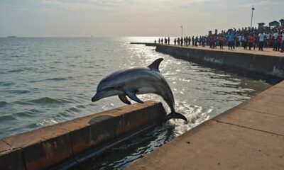 dolphin trapped in fence