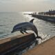 dolphin trapped in fence