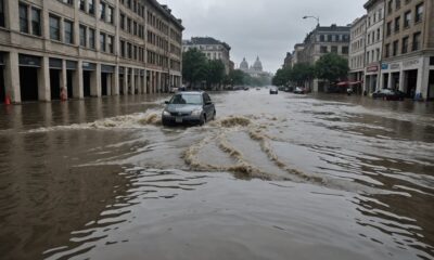 heavy rain floods city