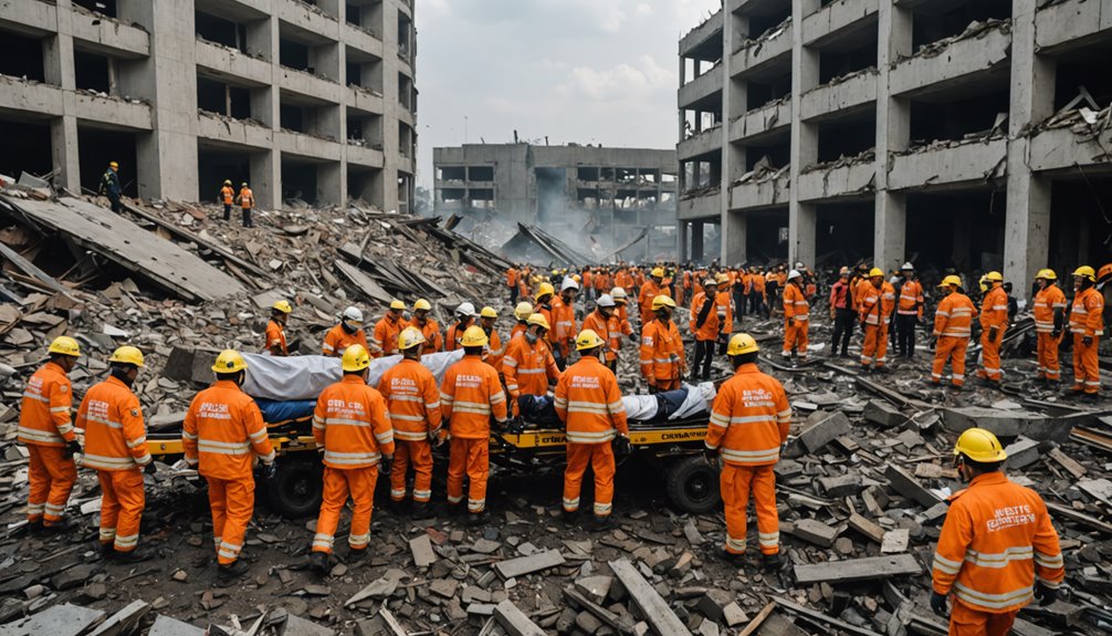 victims evacuated from collapse